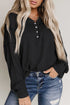 Waffle Patchwork Dolman Sleeve Henley Top